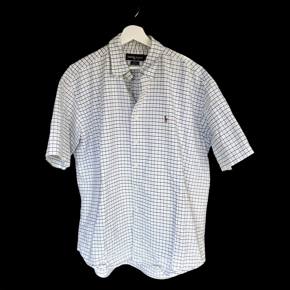 Vintage Ralph Lauren‎ Blake Shirt Sz XL Plaid Short Sleeve Button Up